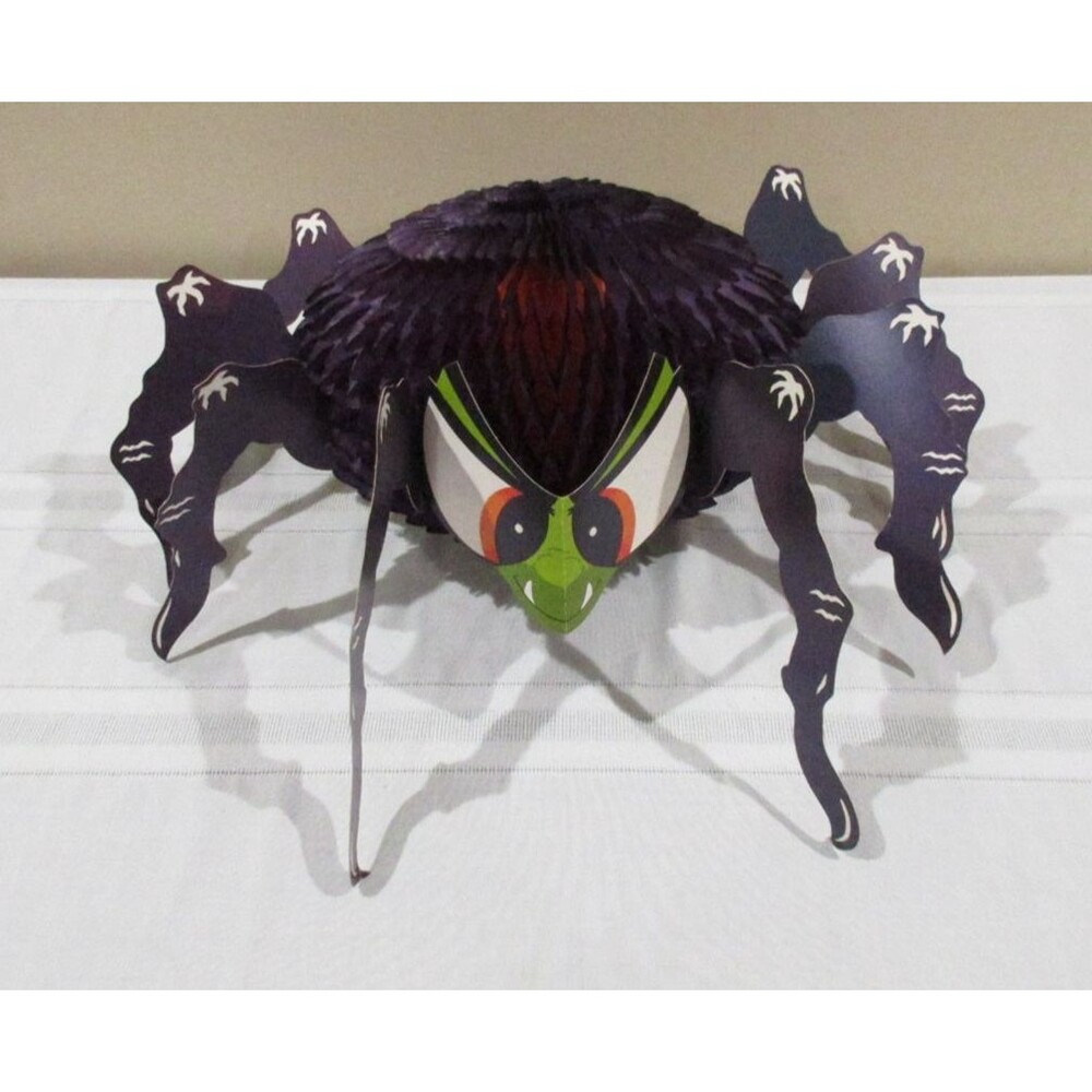 Vtg. Halloween Decor Honeycomb Lg Spider Purple/Black/Green 15" across DENMARK
